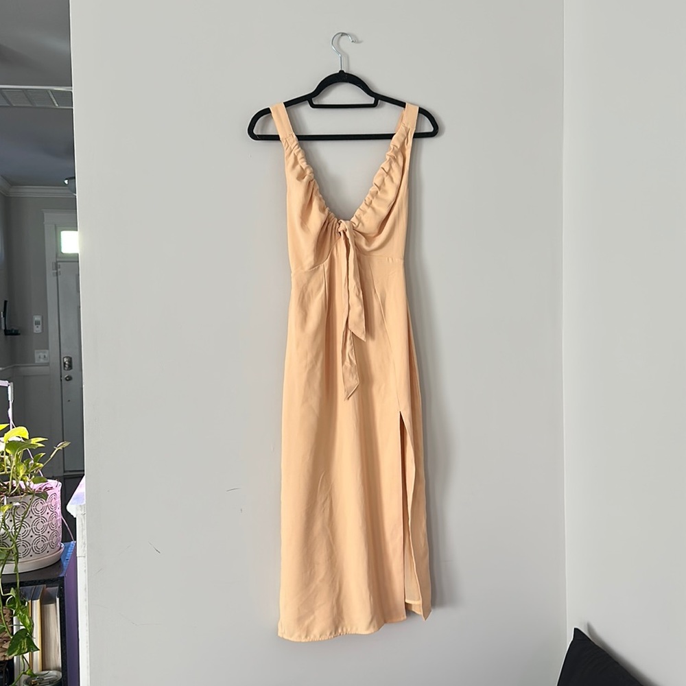 Yellow Midi Dress with Slit